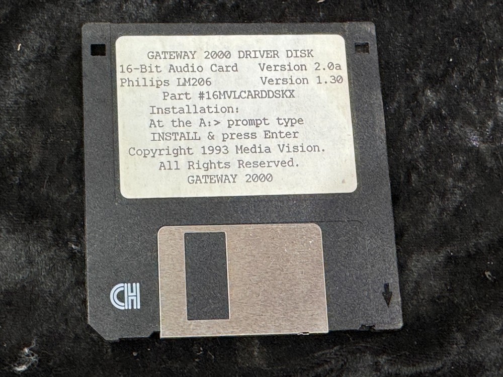 Gateway  2000 Drive Disk 16 Bit Audio Card Vers 2.0a