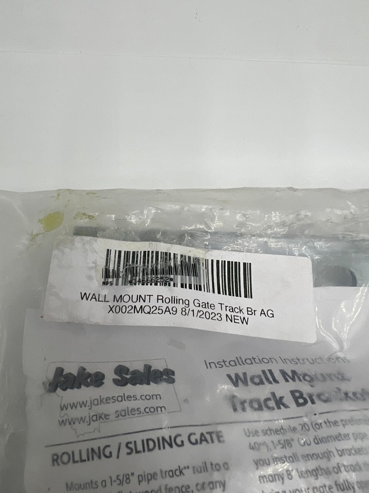 WALL MOUNT Rolling/Sliding Gate Track Bracket 1-5/8" Pipe Track