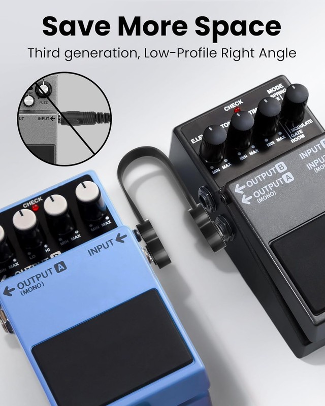 6 Pack 6 Inch Guitar Patch Cables, 1/4 TS Right Angle Flat Cables...