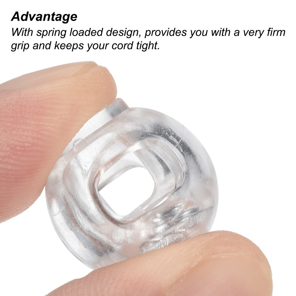 Cord Locks, 100 Pack Ball Spring Toggle Stopper, Translucent