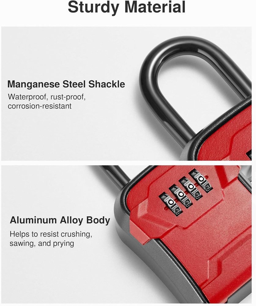 Lock Box, Key Lock Box Wall Mount & Portable Combination Lockbox with Resettable