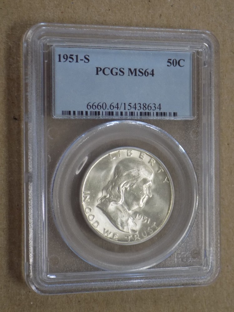 1951 S 50C Franklin Half Dollar PCGS MS64