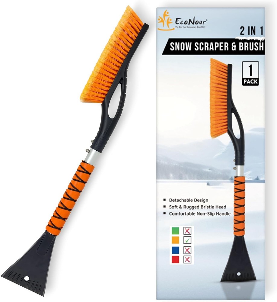 Aluminum Ice Scraper for Car Windshield | Snow Brush Combo