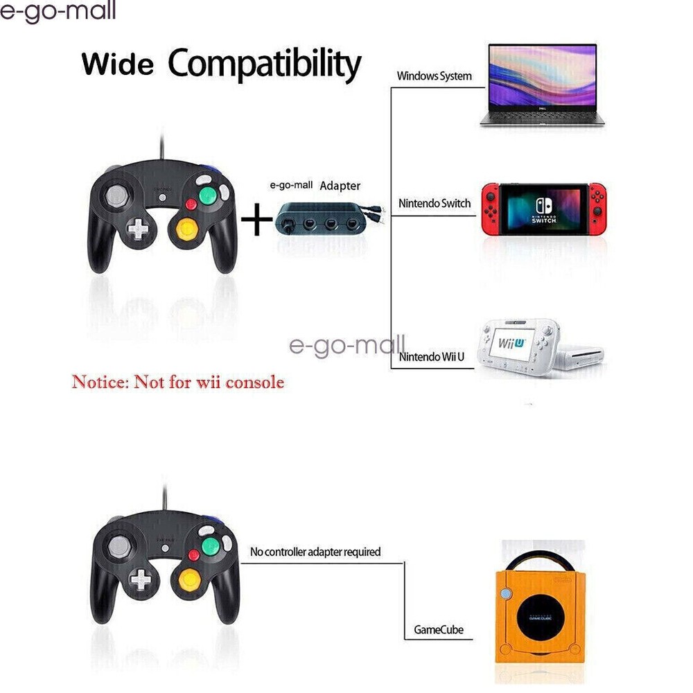 2 Pack Wired Gamecube Controller for Switch Wii U PC(need adapter) GameCube