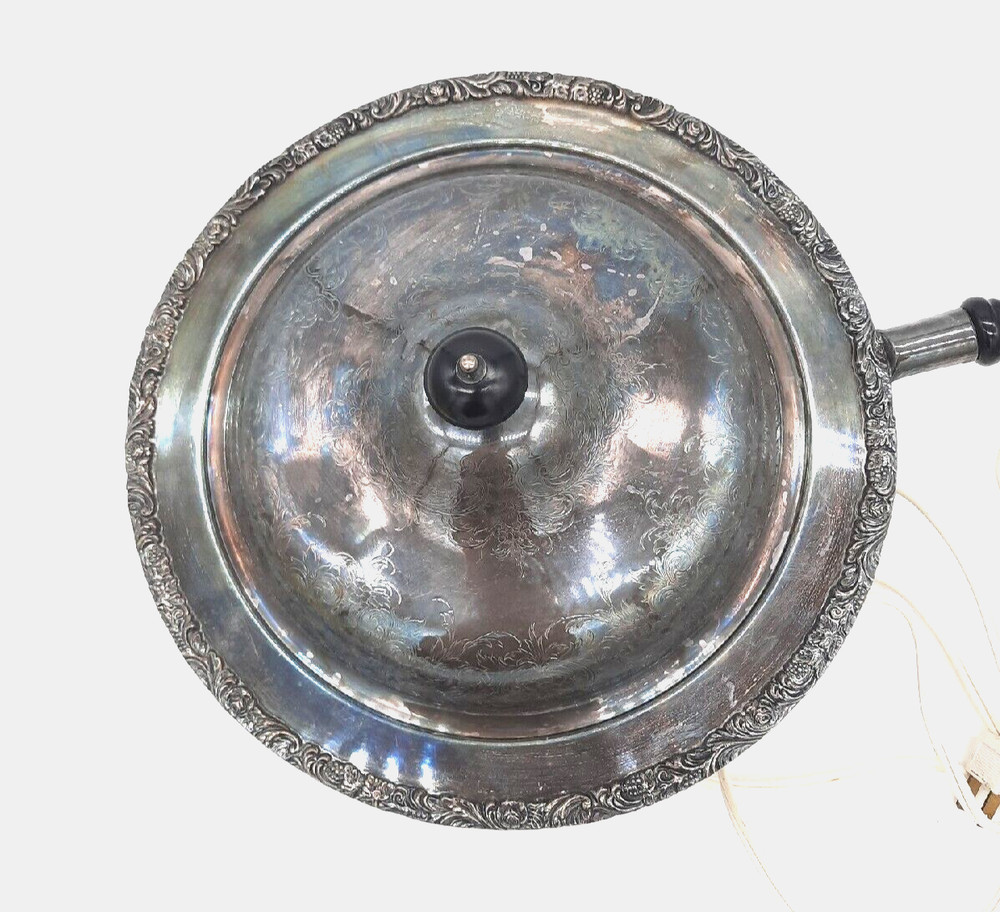 Vtg Webster Wilcox Electric Silverplate Footed Covered Warming Buffet Server