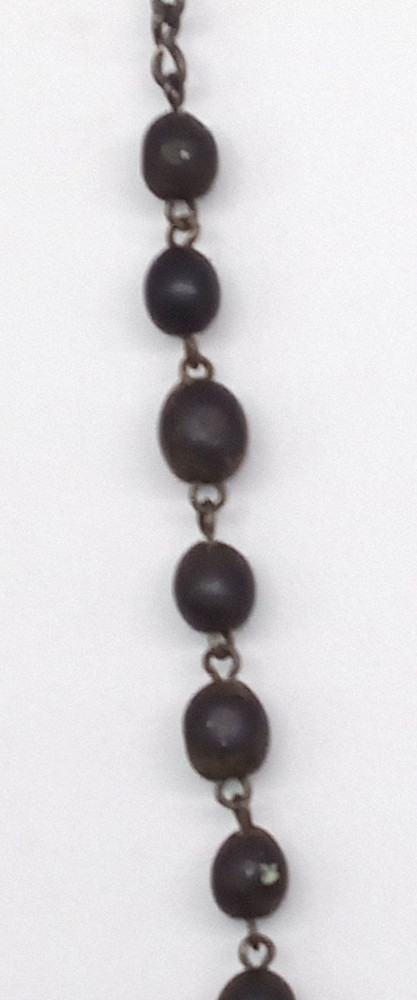 Catholic Bead Rosary Black Brown Crucifix INRI Medal Chains Silver Tone Vintage