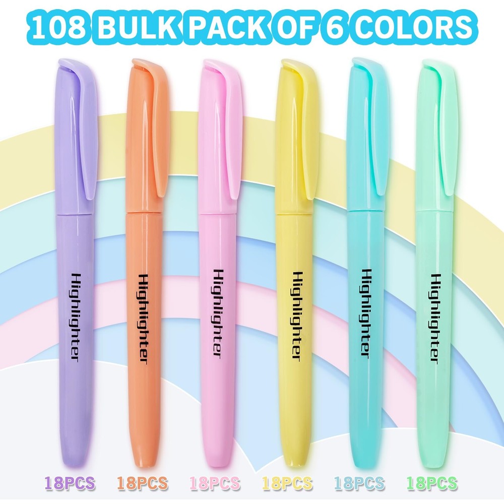 YEGEER Highlighters Bulk, Chisel Tip 1 Count (Pack of 108), Multicolor