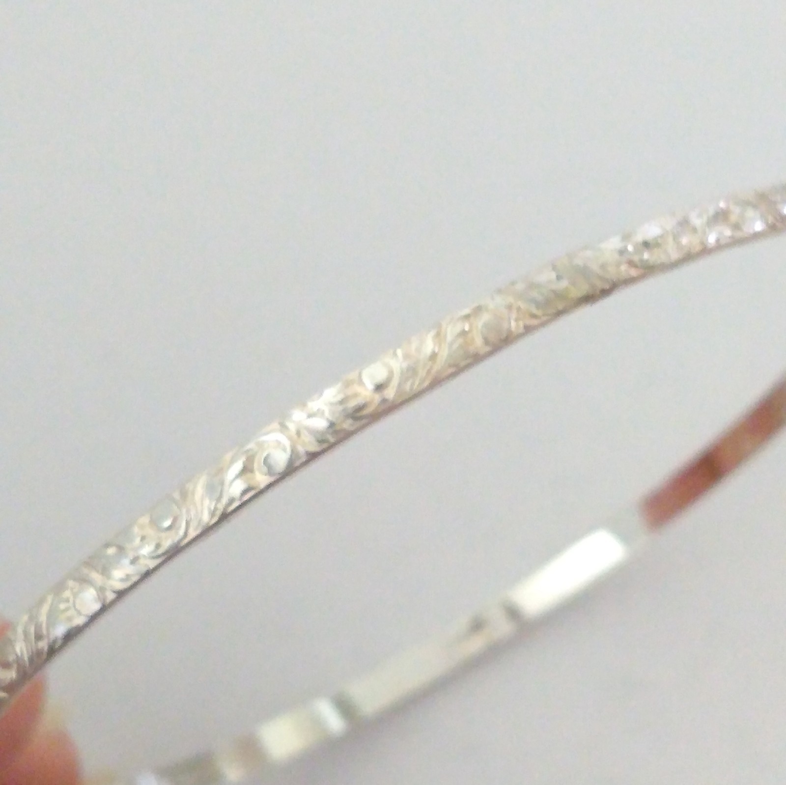 Vintage Sterling Silver 925 FANCY Bangle Bracelet Size 8.25" 3.5mm