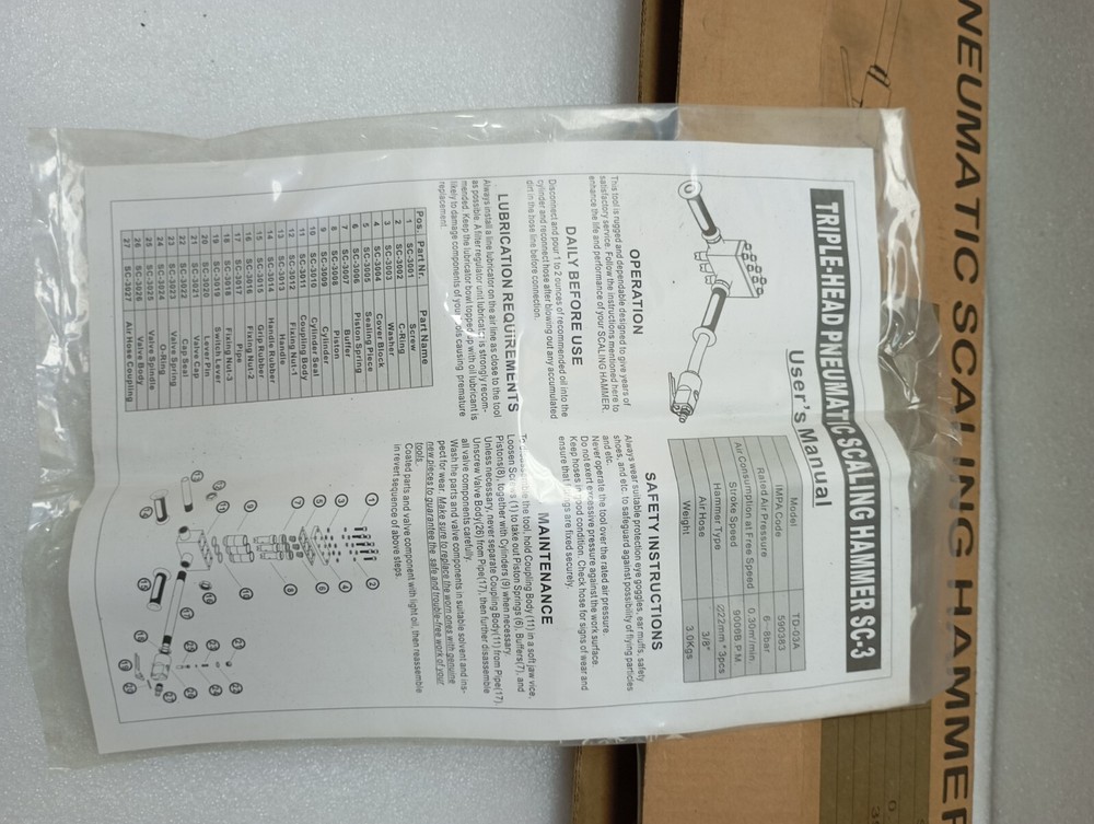 PNEUMATIC SCALING HAMMER SC-2