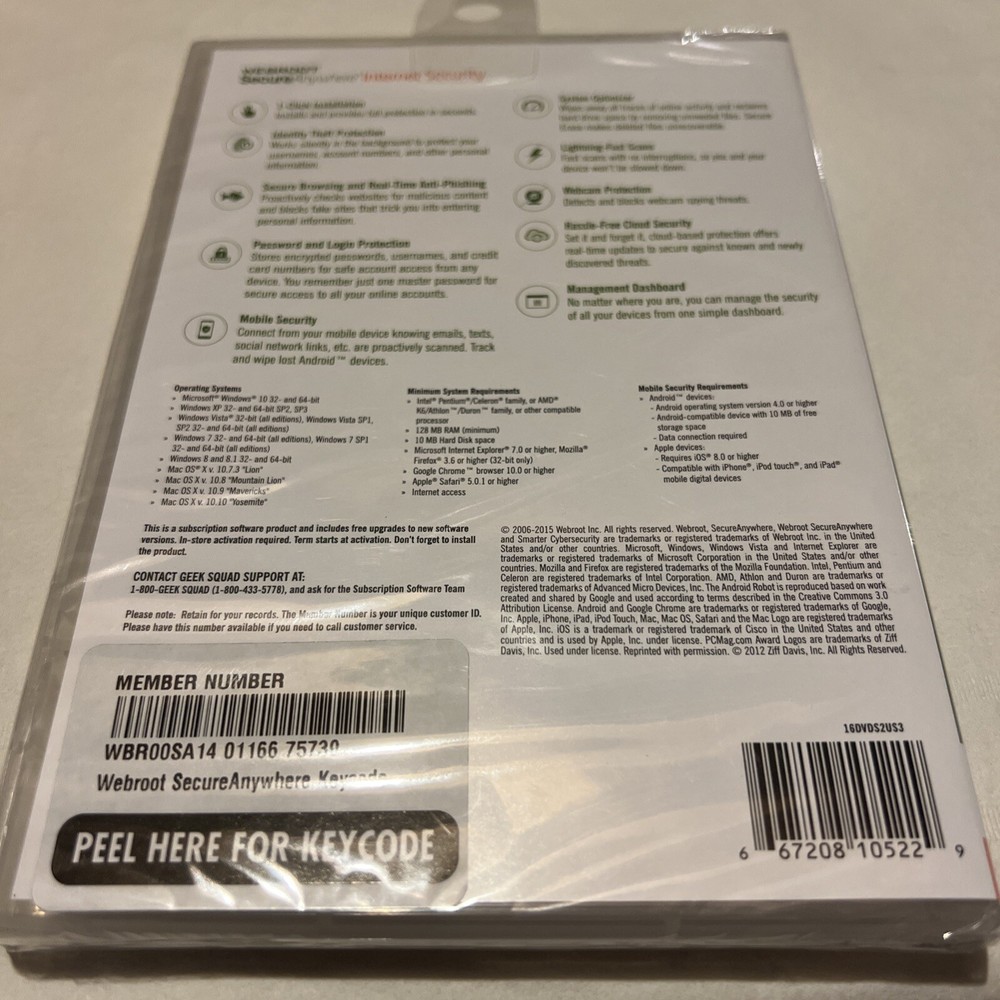 Webroot Secure Anywhere Internet Security 3 Devices for PC/MAC/Mobile NEW/SEALED