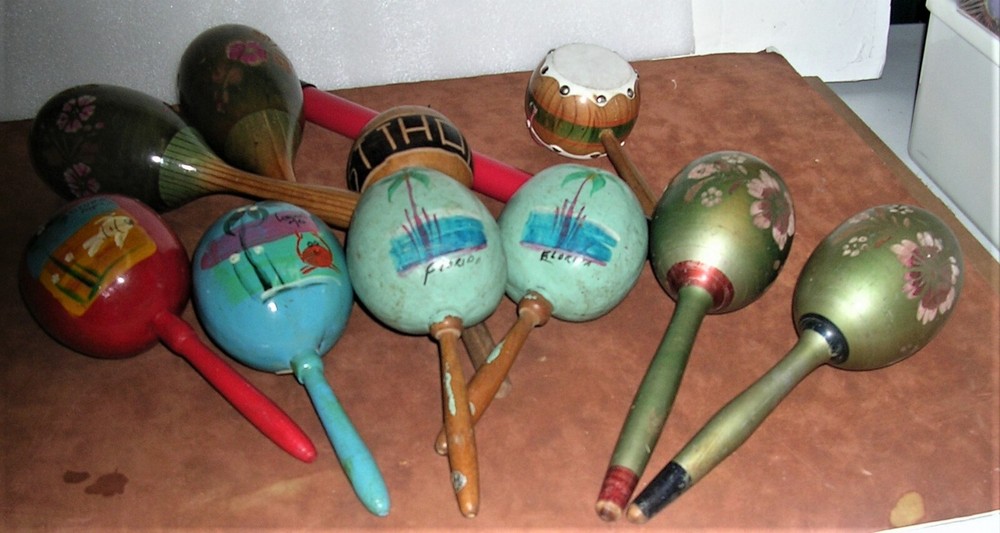 VTG Percussion Collection 9 Maracas, Hand String Drum Noise Maker & Shaker Stick