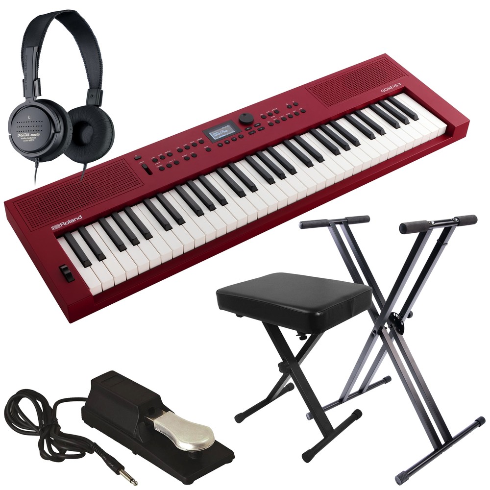 Roland GoKeys 3 Music Creation Keyboard - Red KEY ESSENTIALS BUNDLE