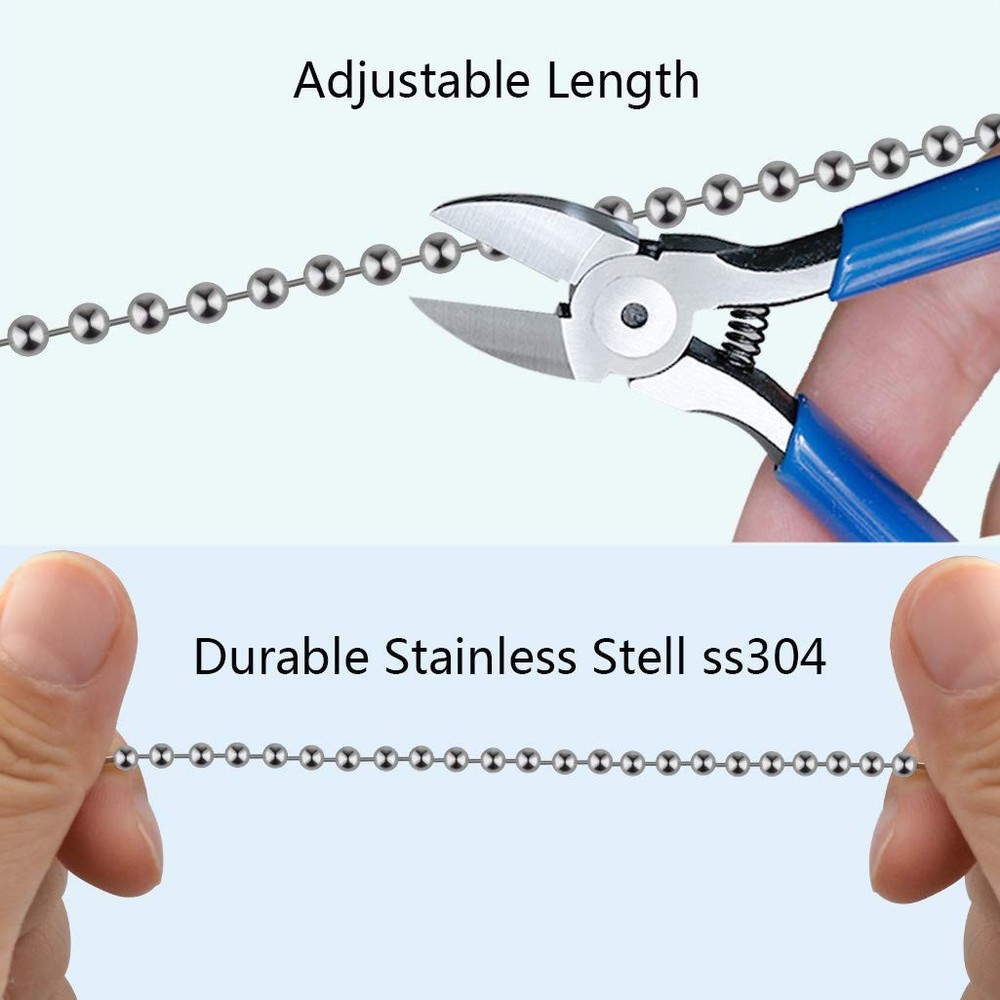 Beaded Pull Chain Extension with Connector, 20 Feet Beaded Roller Chain with ...