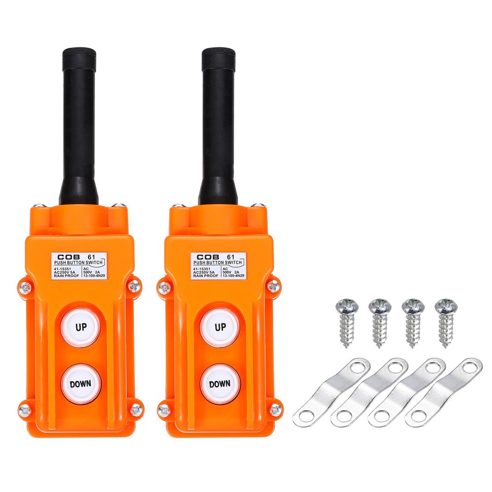 Up Down 2 Pcs Crane Push Button Switch, AC 250V 5A/500V 2A, Orange