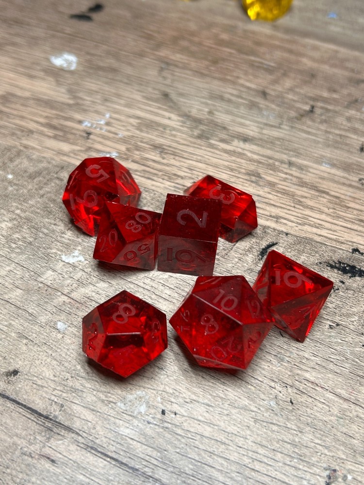 RAW* Dice: Ruby Red _ Resin-Cast Dice Set  *See Description* Handmade, D&D