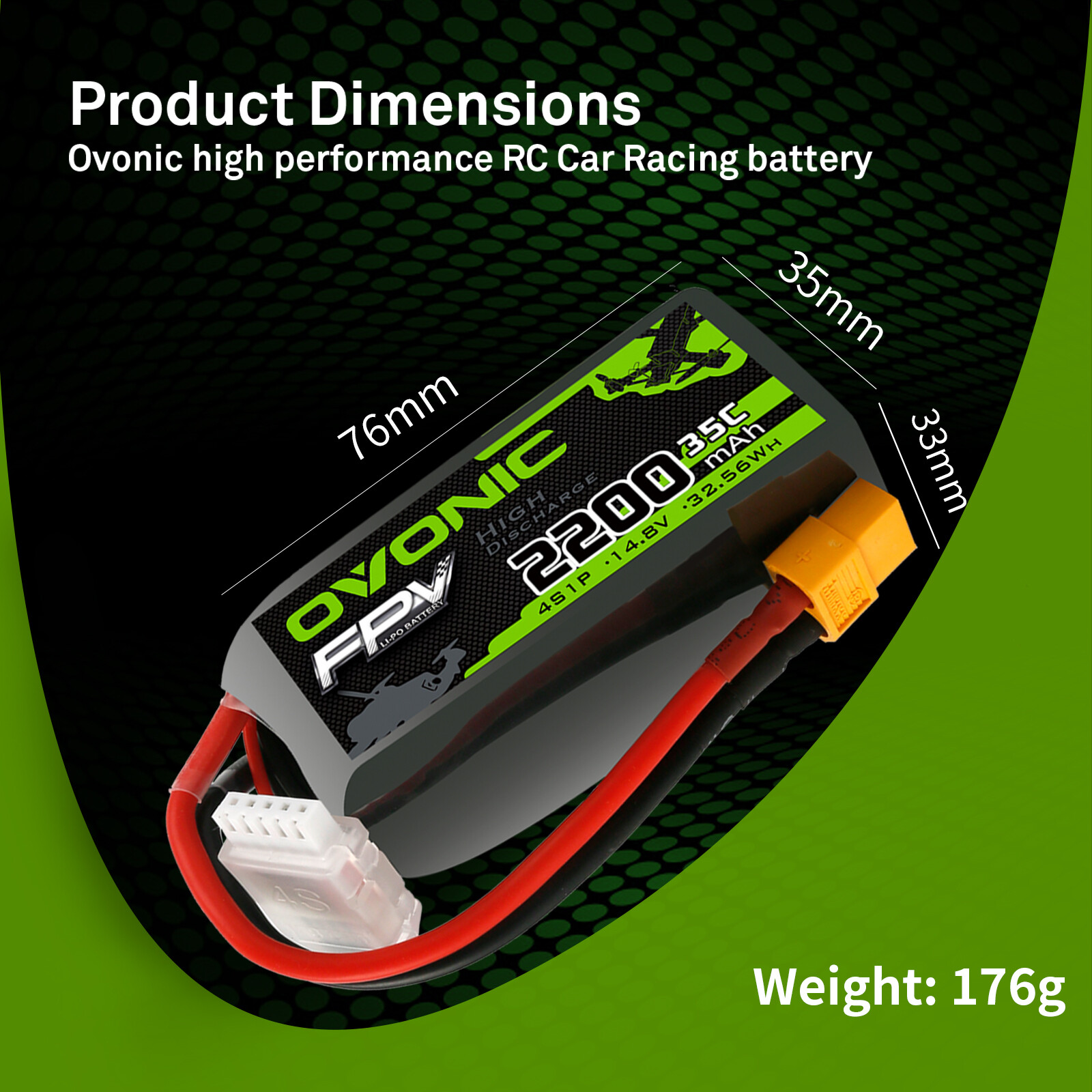 OVONIC 35C 2200mAh 14.8V 4S Lipo Battery With XT60 Plug For RC Aircraft jet Boat