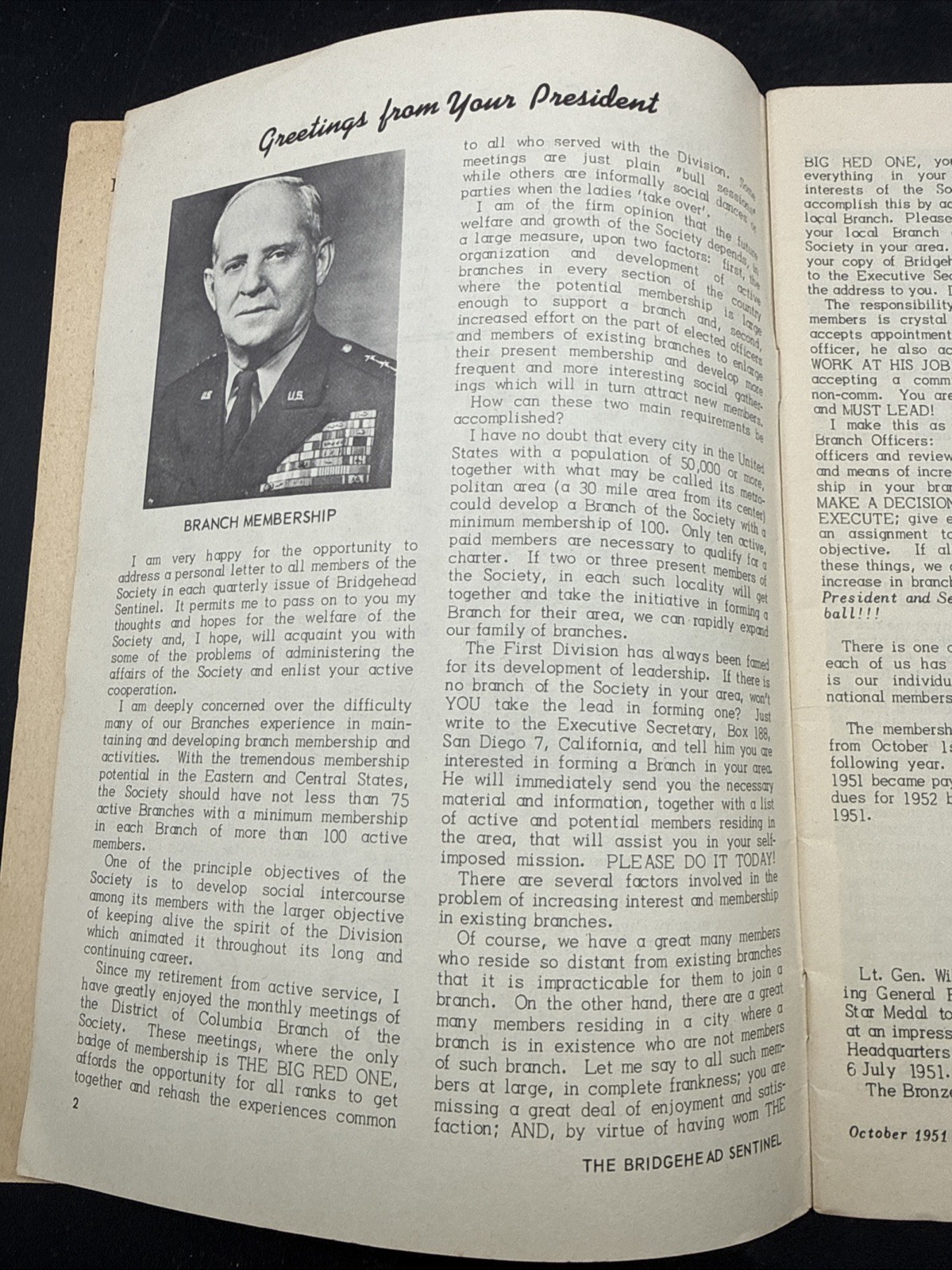 Vintage 1st Infatnry Division Bridgehead Sentinal Oct. 1951 booklet Big Red One