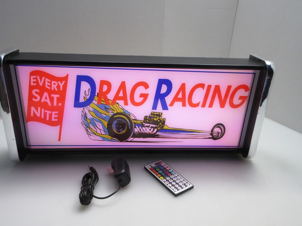 Drag Racing Every Sat Night LED Display lighted sign lightbox Wall hanging Light