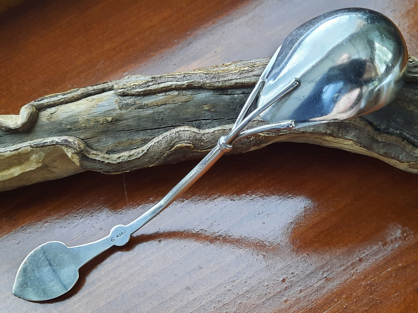 Coin Silver Knowles & Ladd Three Pronged Leaf & Berry Patrn Engraved Sauce Ladle
