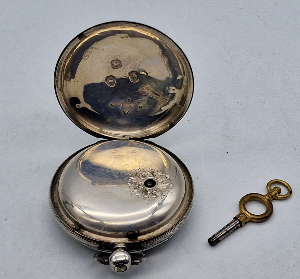 ANTIQUE 4968 SOLID SILVER POCKET WATCH 47 MM. / T081