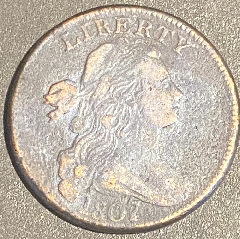 1807 DRAPED BUST LARGE CENT 7/6 w Casing