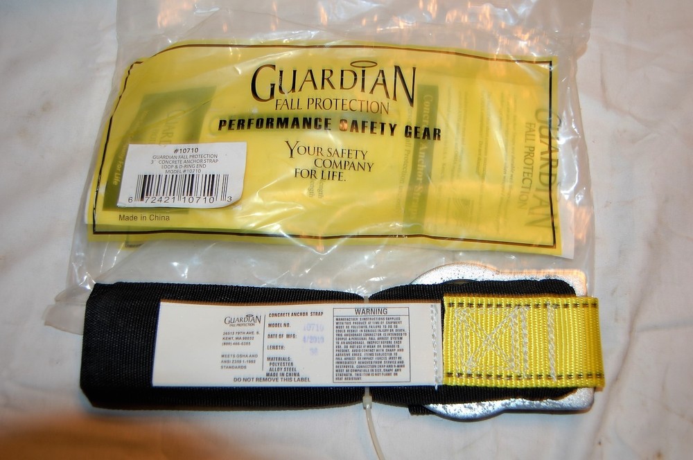 Guardian Fall Protection 3 Ft. Concrete Anchor Strap Loop & D Ring #10710