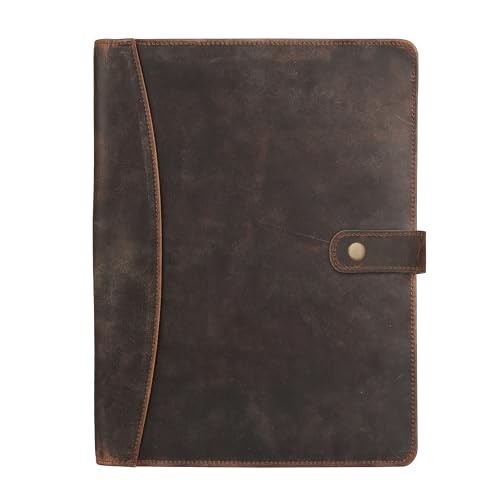 Leather Portfolio Folder with Button Closure | Business Distressed Tan