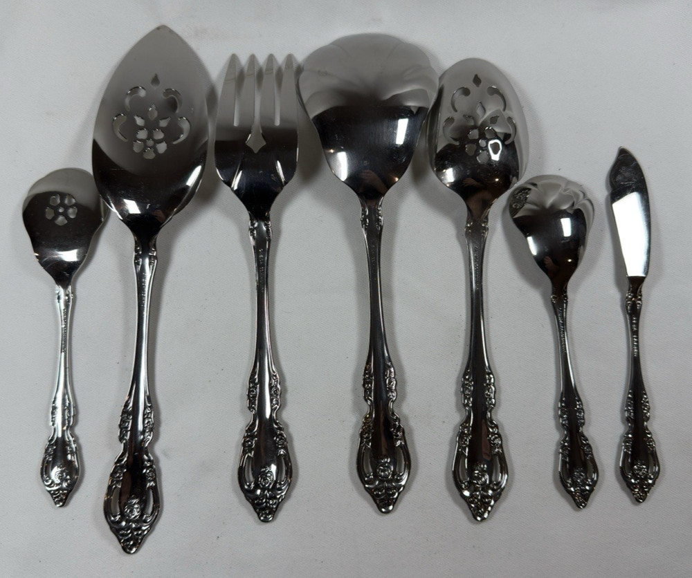 Oneida Community BRAHMS Stainless Flatware 7 Piece Serving Set Vintage
