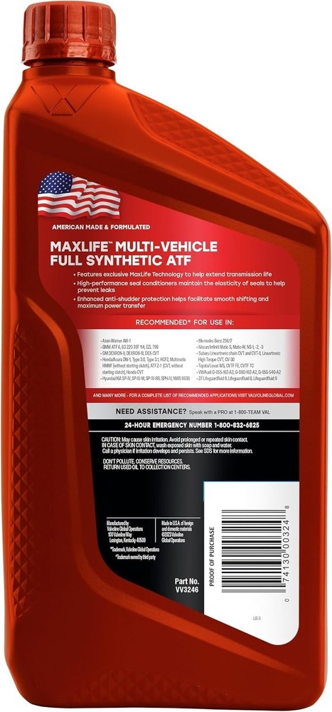 Full Synthetic Automatic Transmission Fluid - 1 Quart for Optimal Performance