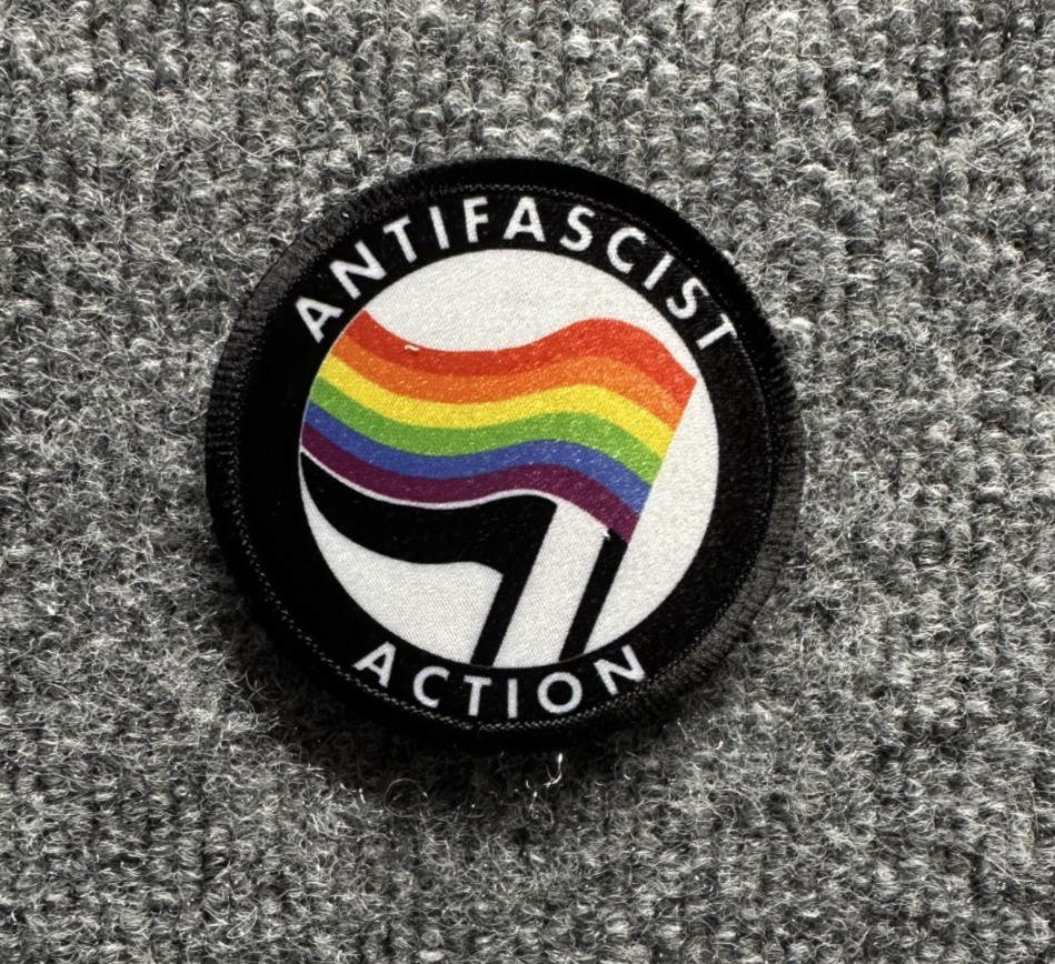 Anti-Fascist Morale Patch Hook & Loop Rainbow Pride English Antifa Logo