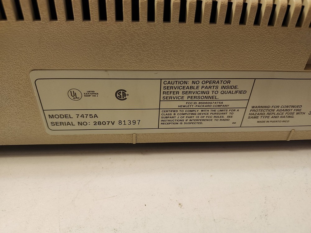 Vintage HP Plotter Model 7475a NO CABLE - Working Condition Pen 1980's