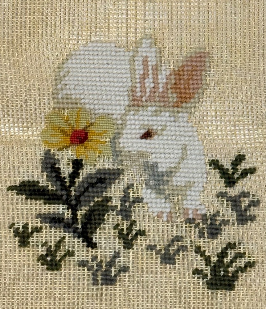 Preworked 3 BUNNY RABBIT Bell Pull Table Runner Needlepoint Canvas 5x23.25" 1076