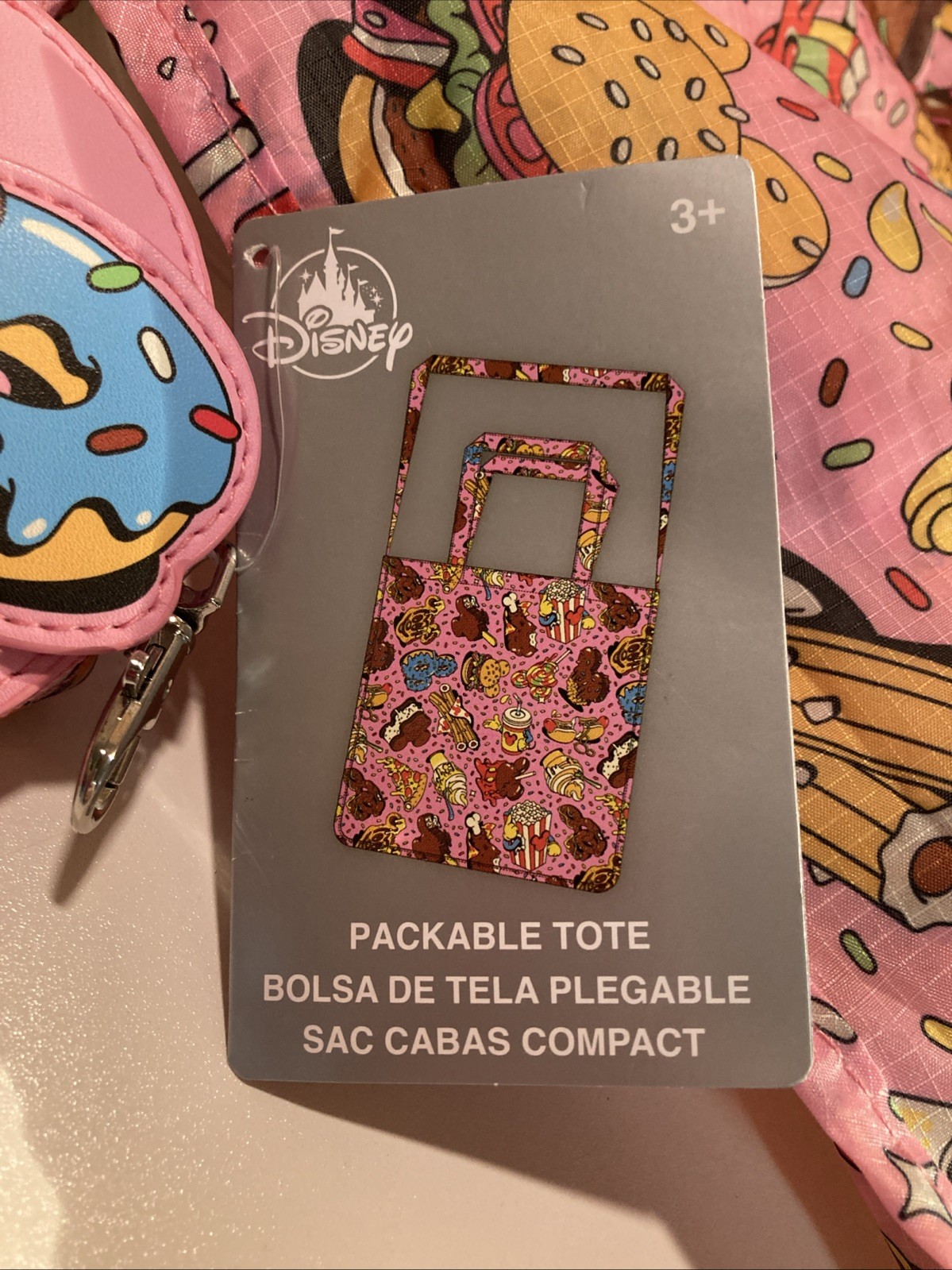 Disney Parks Packable Tote & Holder 2025 Mickey Mouse Snacks Donuts Delights NWT