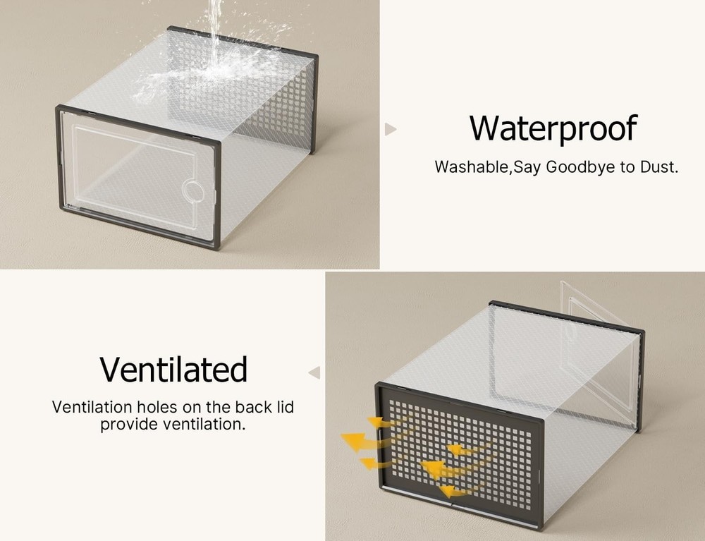 12-Pack XX-Large Clear Shoe Storage Boxes - Stackable Organizer