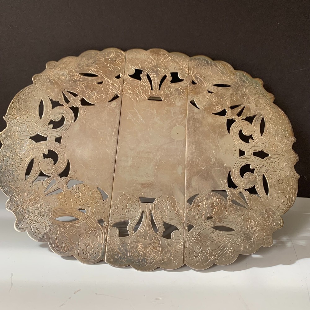 VINTAGE IFS LTD 40 SILVER PLATED TRIVET EXPANDABLE z