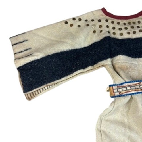 Crow Native American Wool Camp Dress Copper Buttons Parfleche Belt Antique 1890s