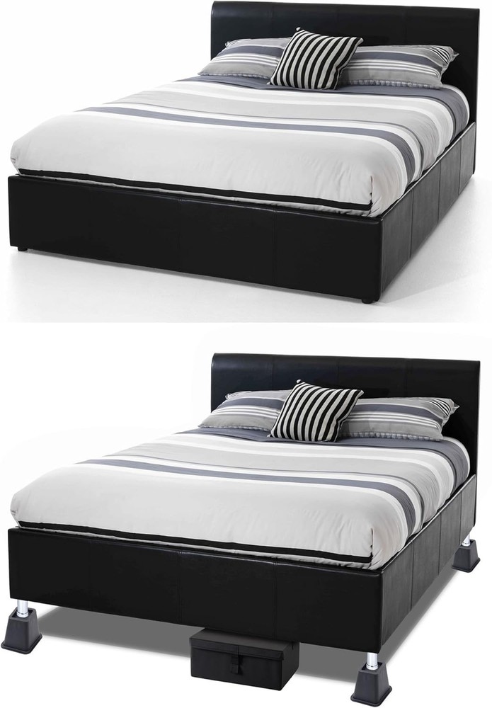Super Quality Black Bed Risers - 5 to 6-Inch Elevation for Storage & Stability