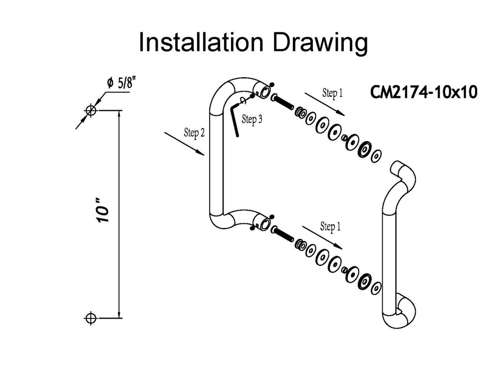 CEL 10" Solid Aluminum Straight Back to Back Pull Handles for Entry Door