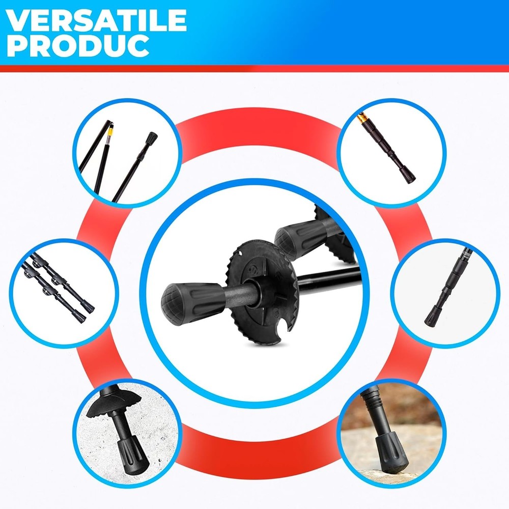 Black Rubber Tips for Walking Poles, Designed for Maximum Grip and Stability