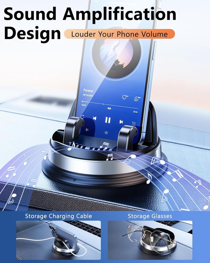 Dash Cell Phone Car Mount, Multifunctional Dashboard Mobile Silver