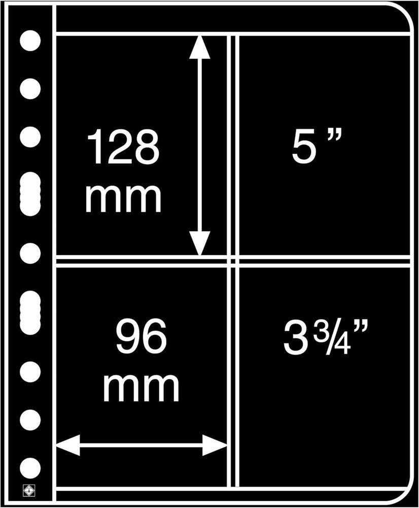 Black Vario Stamp Sheets - 2 Divided Pockets for Organized Collections