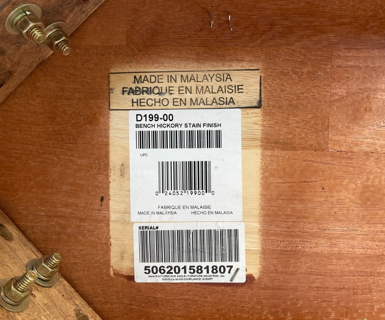 VINTAGE WALNUT SOLID WOOD 41" LONG WINDOW TWO SEATER BENCH - NICE!!