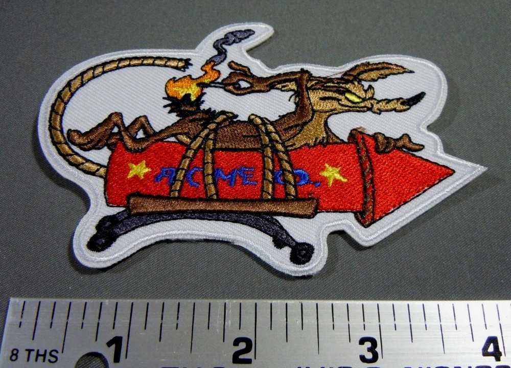WILE E. COYOTE on ACME ROCKET #2 Embroidered Iron-On Patch - 4"