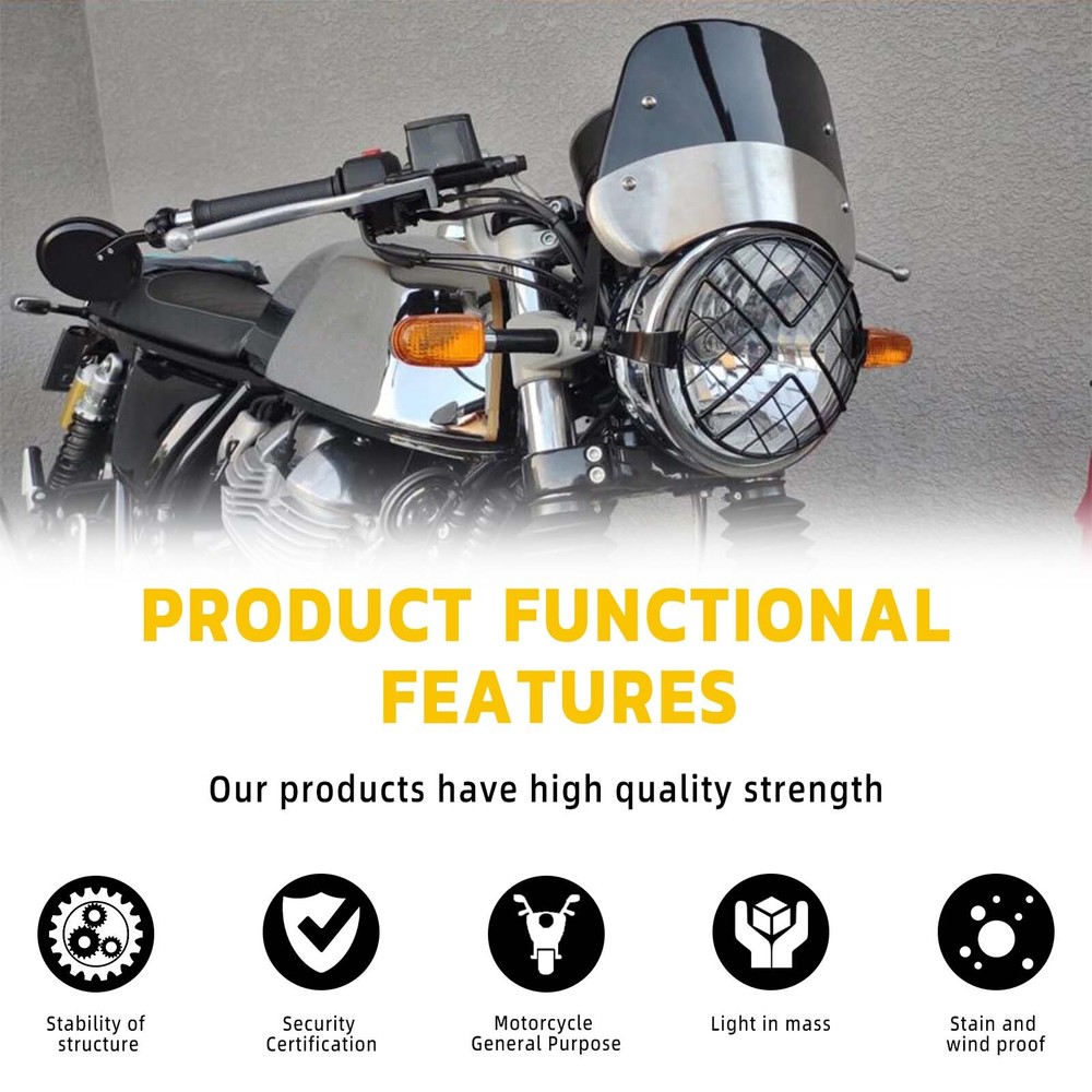 Universal Motorcycle Fairing Windshield Deflector Windscreen For 5-7'' Headlight