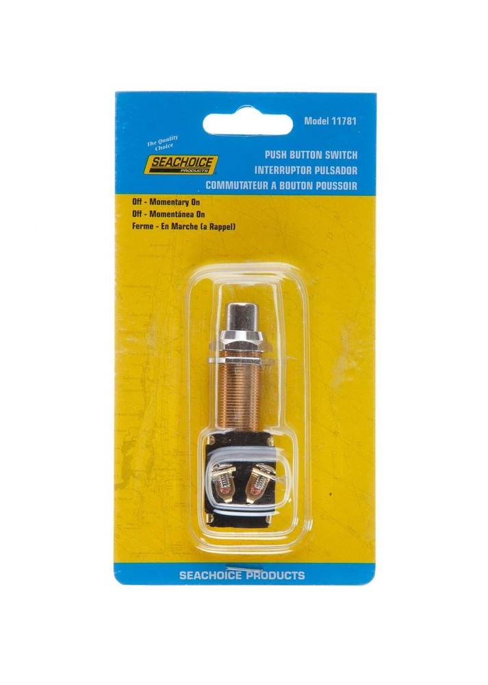 Seachoice 2-Position Push Button Starter/Horn Switch,Silver