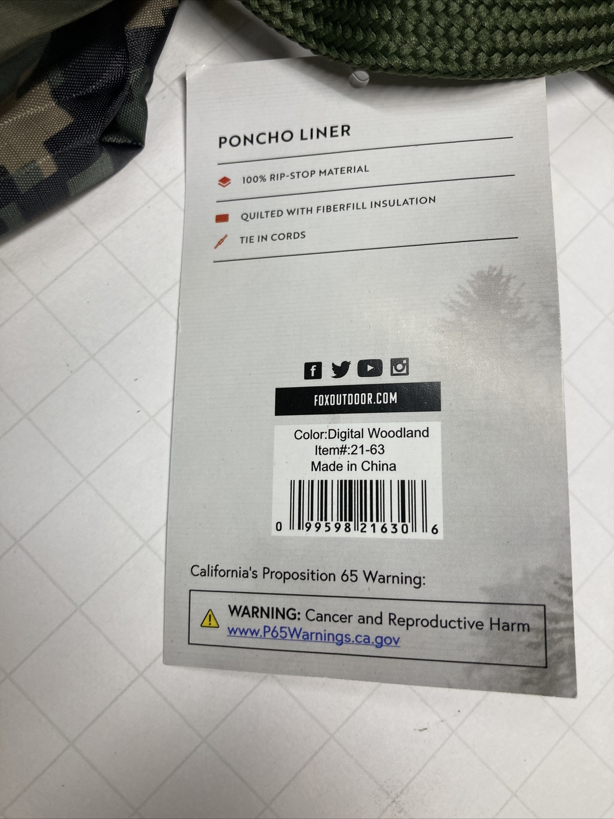 new Fox Military USMC Marpat Style Digital Woodland Poncho Liner Blanket Woobie