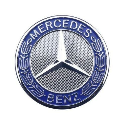 🔥🔥For Mercedes~Benz Blue Flat Front Hood Emblem AMG Badge Logo LAUREL WREATH