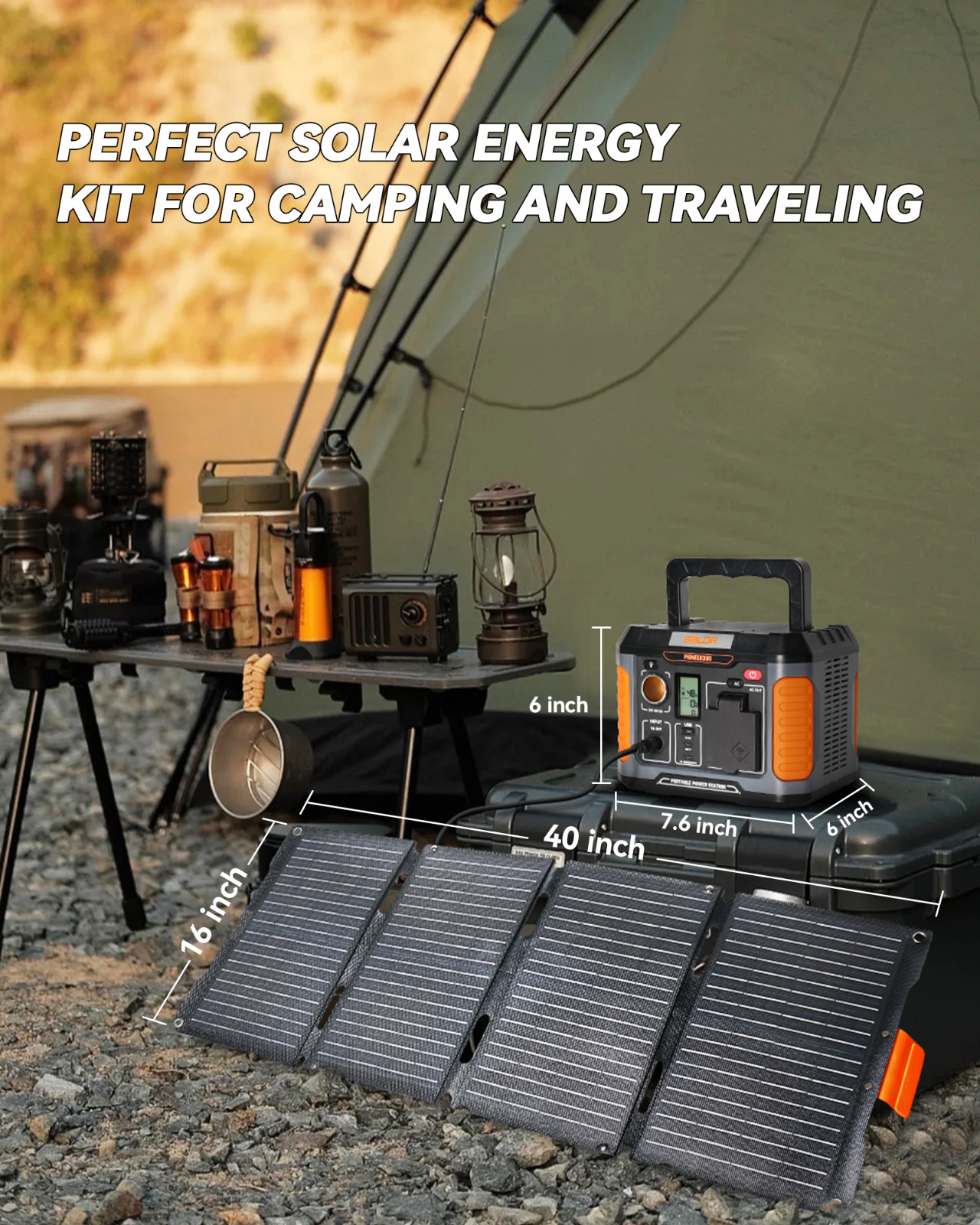 BALDR Solar generator 300W Portable Power Station with 60W solar panel included