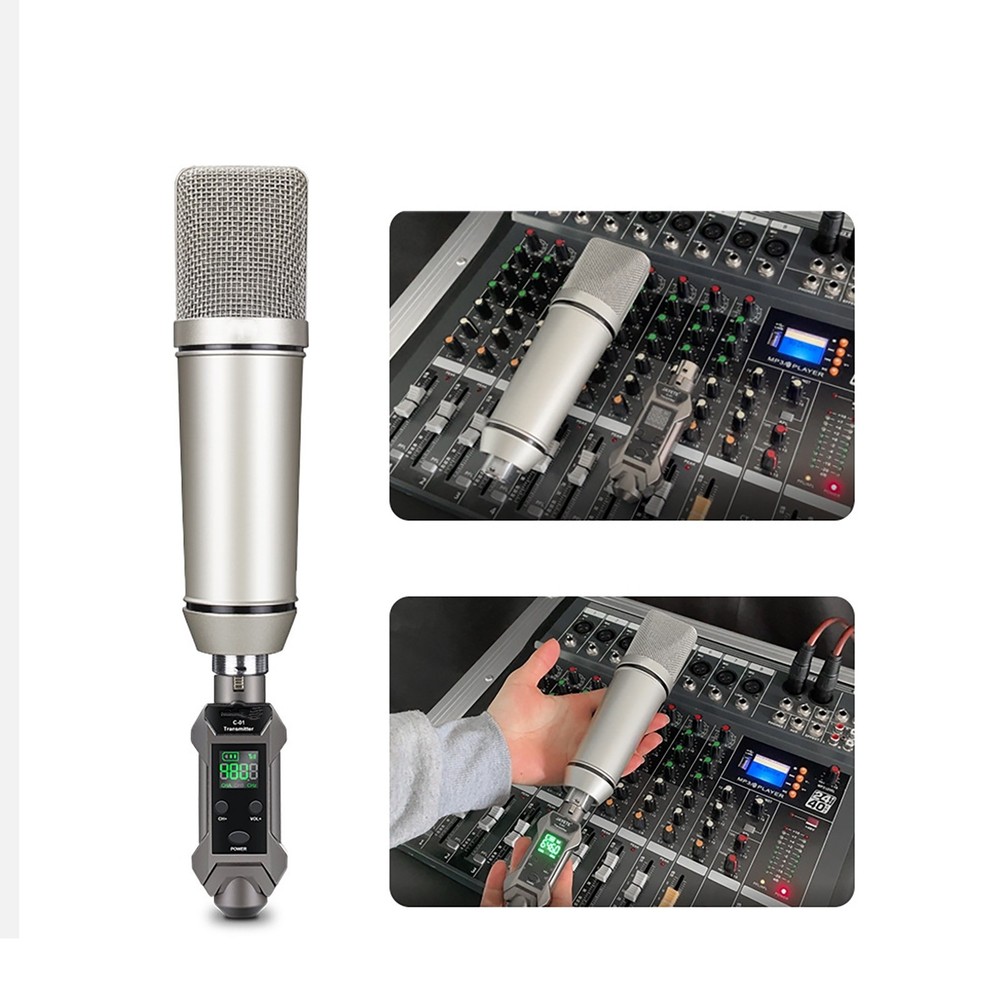 Rechargeable Plug-on Microphone Wireless System Transmitter&Receiver&XLR Adapter