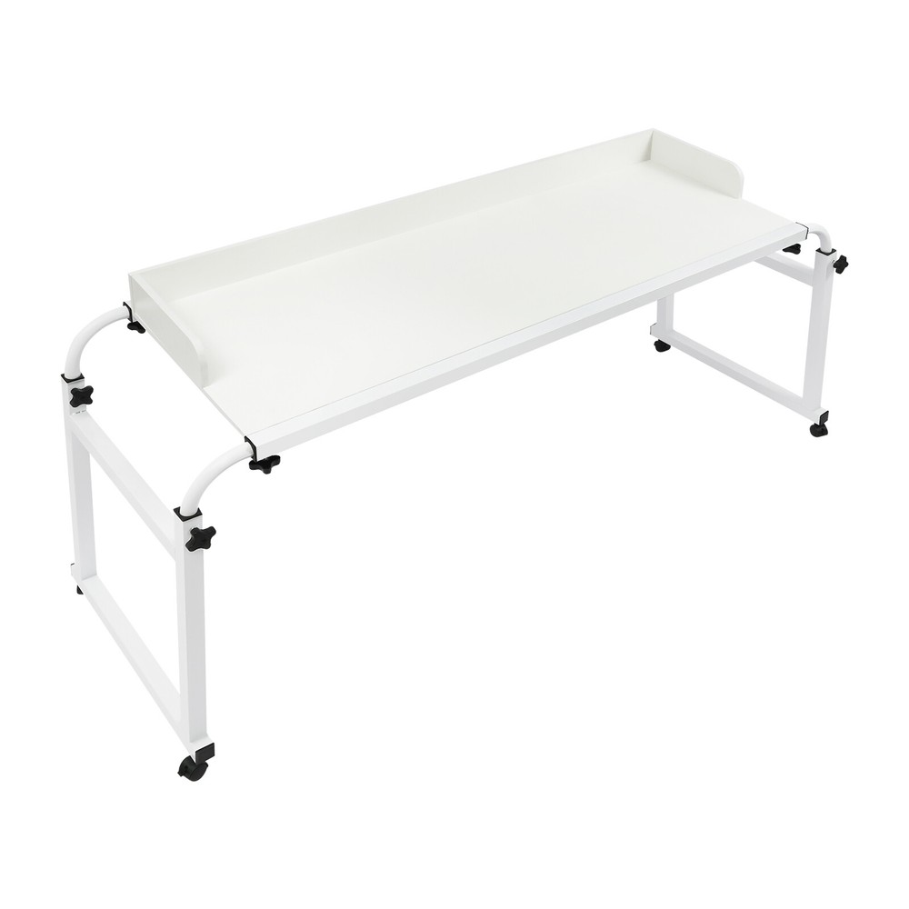 Height Adjustable Overbed Table With Wheels Over Bed Desk Bedroom Bedside Table